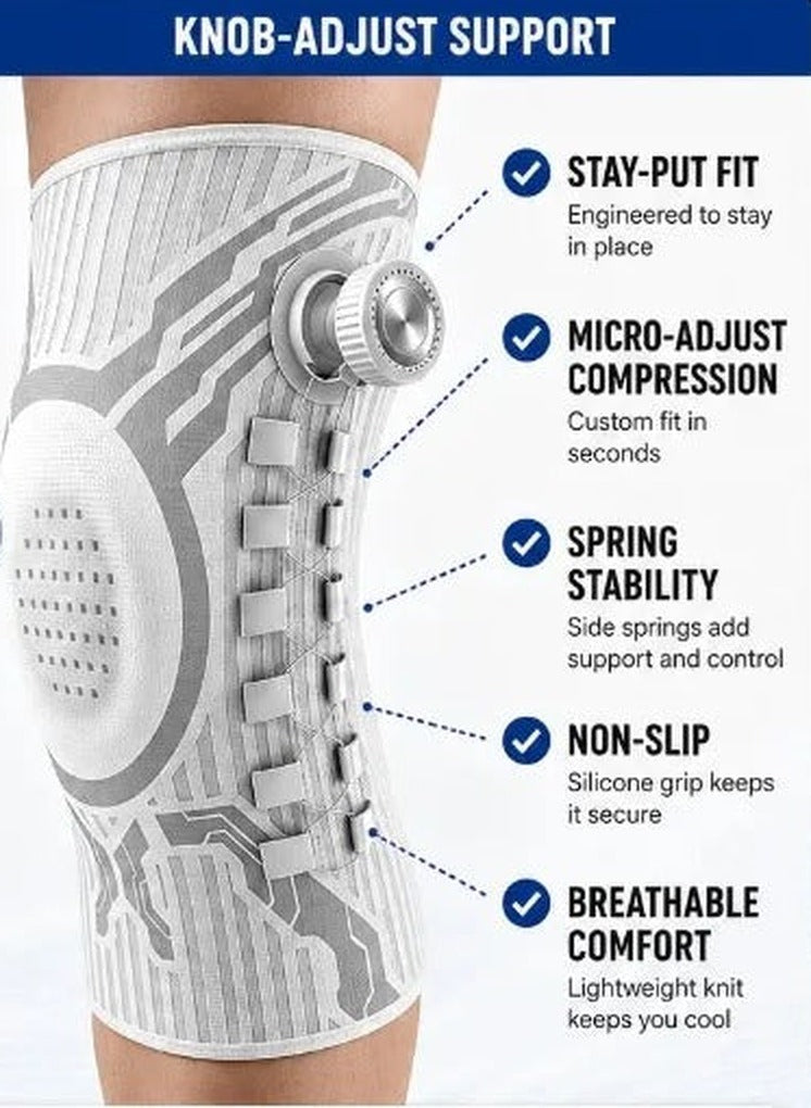 Magic Knee Brace with dial, side springs and silicone grip